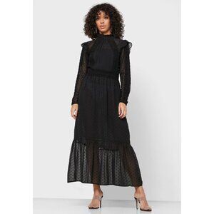 Topshop Black Sheer Dotted Maxi Dress